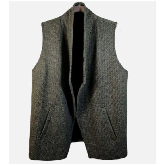 Banana Republic Women's Faux Tweed Open Front With Pockets Vest Gray Size Medium - Picture 3 of 10
